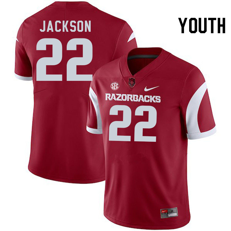 Youth #22 Ja'Quinden Jackson Arkansas Razorbacks College Football Jerseys Stitched-Cardinal